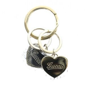 Gucci Double Key Ring Key Holder Charm Heart Logo Silver Color Silver Gold